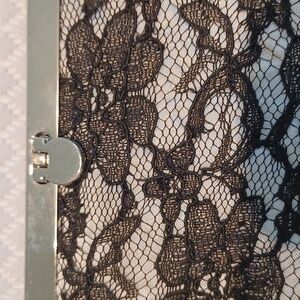 Black Lace & Silver clutch wallet with hinge closure 5796